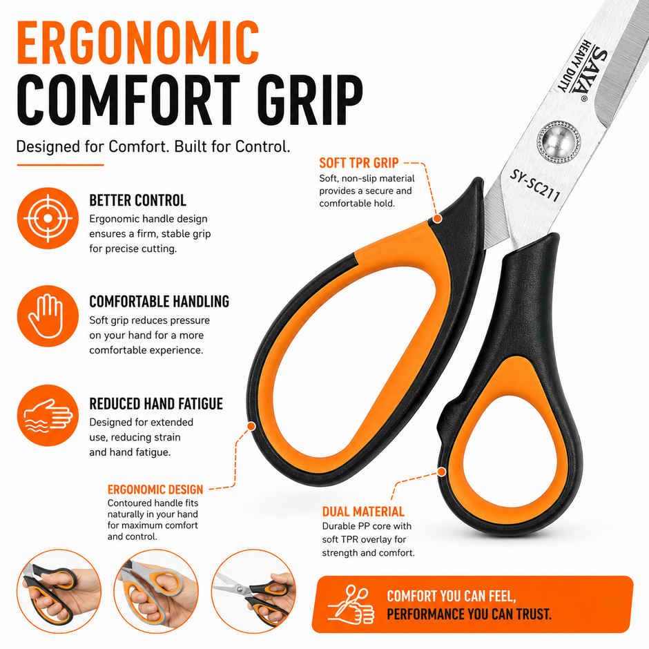 Saya Heavy Duty Scissors | Multipurpose Cutting Shears for Home, Office, School & Craft Use