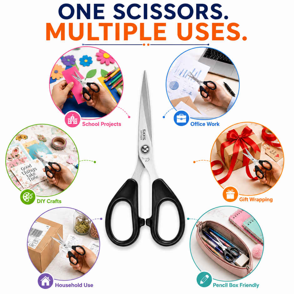 Saya Stainless Steel Scissors | 4.75 inch Precision Cutting Shears for Office, School & Crafts