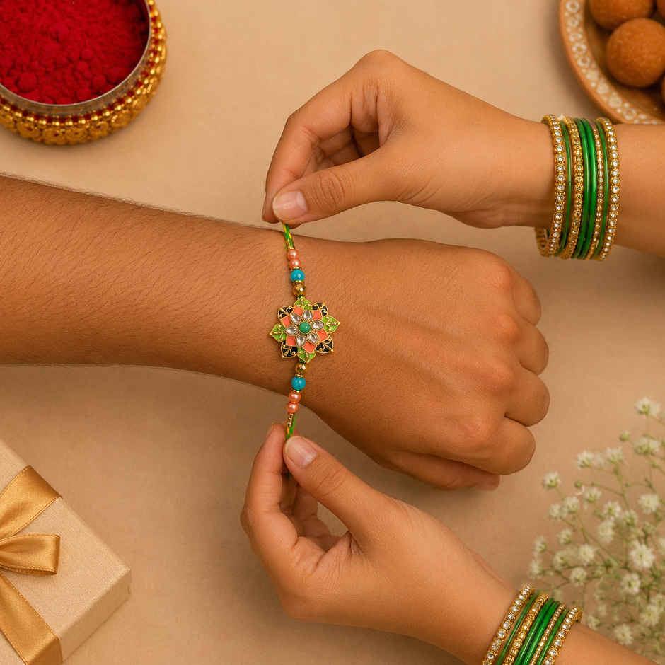 Meenakari Floral Delight Rakhi for Brother | Pack of 1 | Tomuncle