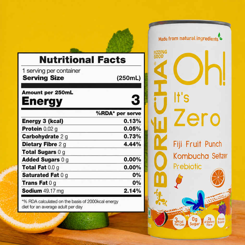 Borecha Fiji Fruit Punch Zero Sugar Kombucha Seltzer