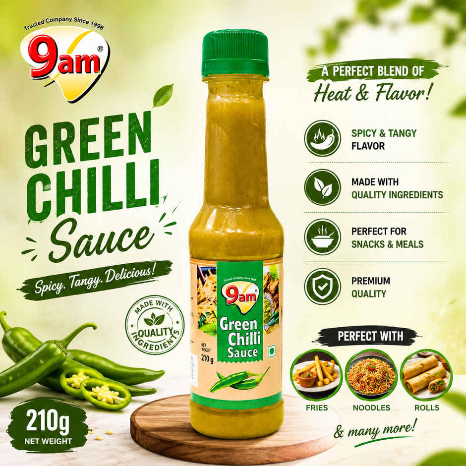 9am Green Chilli Sauce, Hot & Tangy Chilli Dip