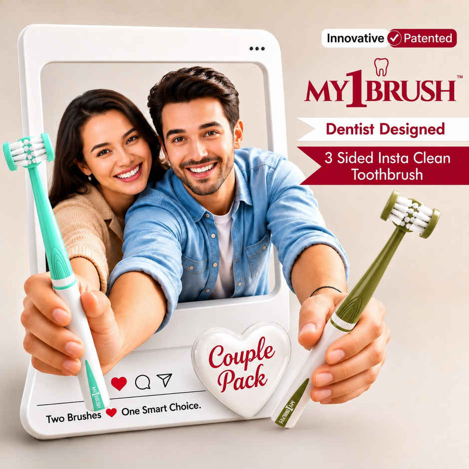 My Orl-Care My1Brush - Couple Pack | 3-Sided Manual Soft Bristle Toothbrush