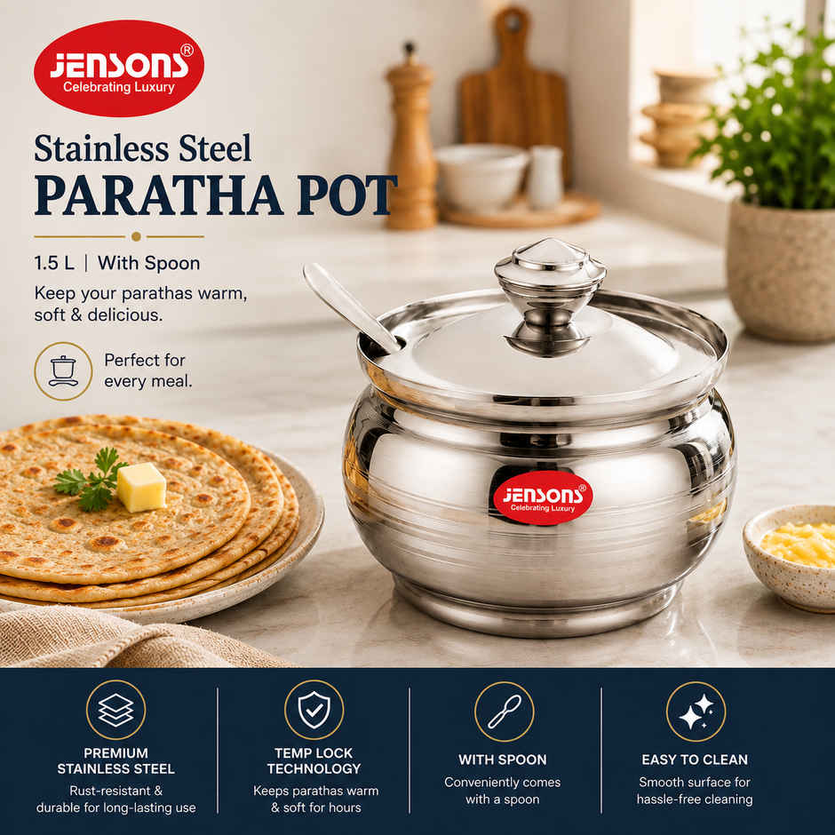 Jensons Stainless Steel Ghee Pot with Lid 200ml | Food Grade Storage for Ghee Oil & Pooja