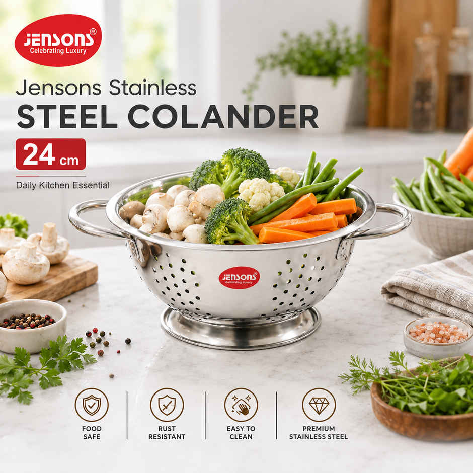 Jensons Stainless Steel Deep Colander 24 cm