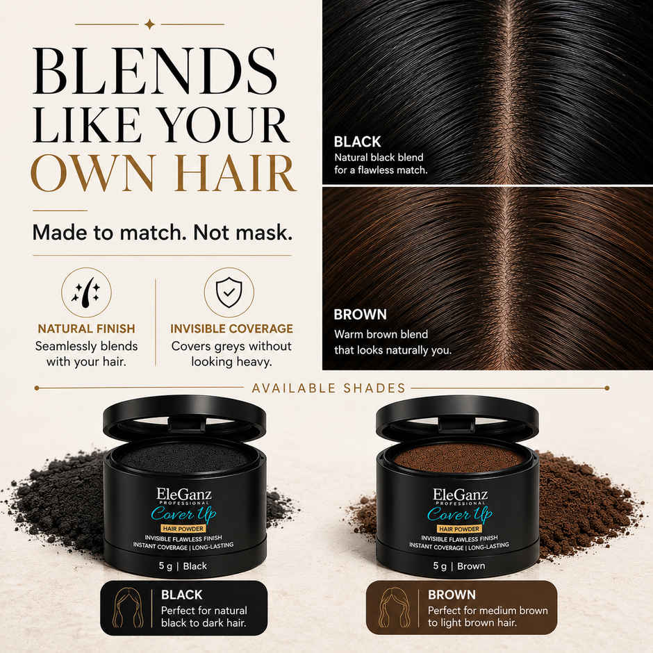 EleGanz Professional Cover-Up Hair Powder | Instant Root Concealer - Brown