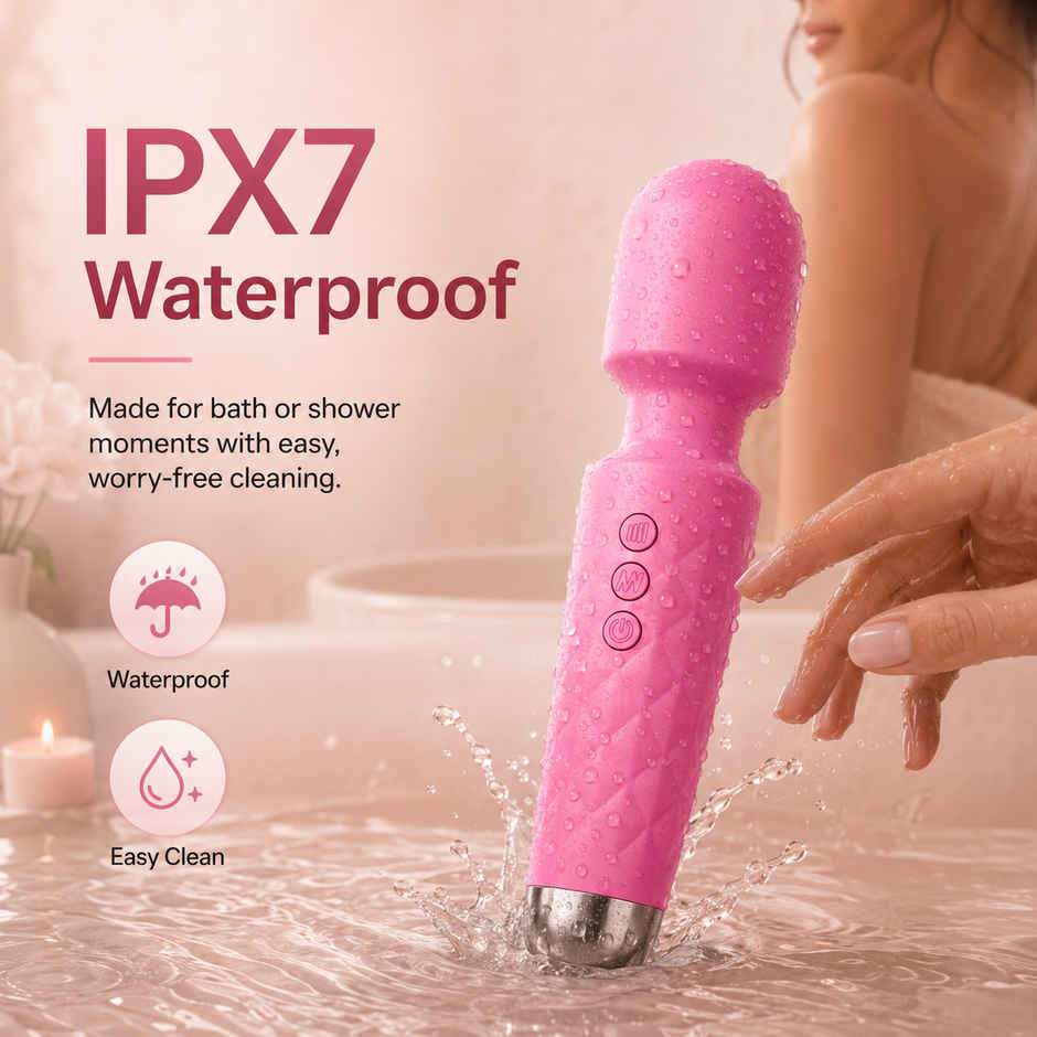 QIBOX Personal Body Massager with 20+ Vibration Patterns (Pink)