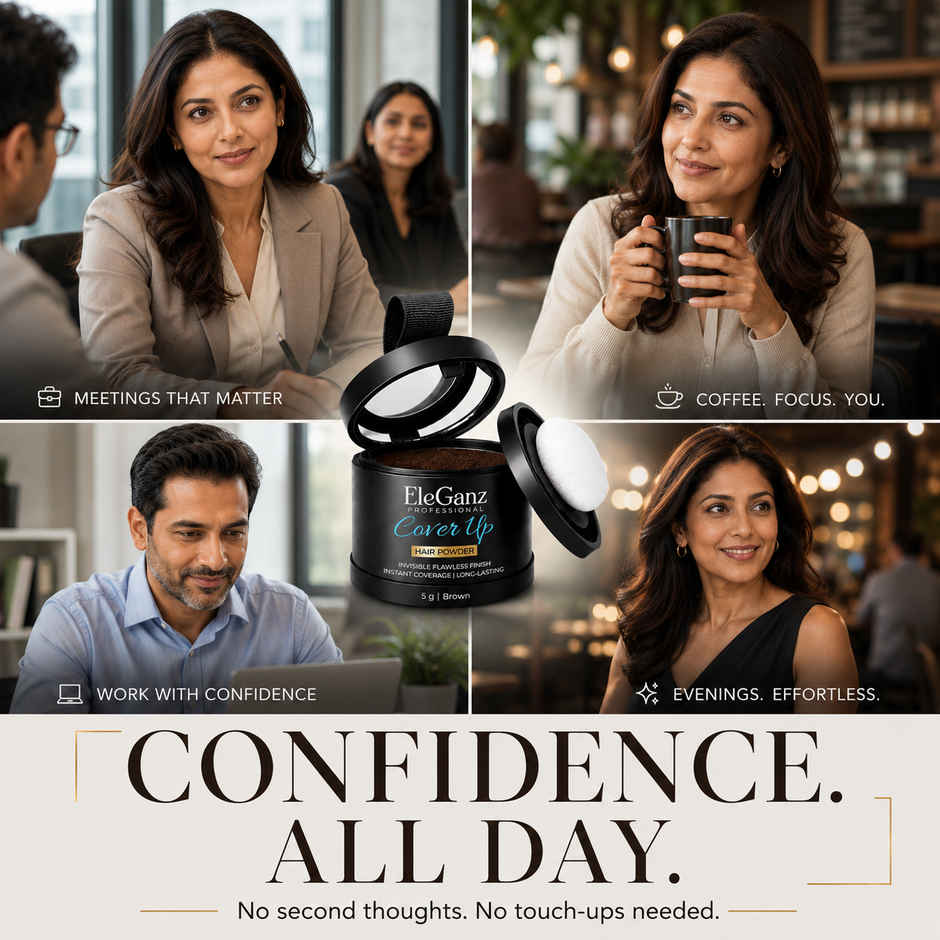 EleGanz Professional Cover-Up Hair Powder | Instant Root Concealer - Brown