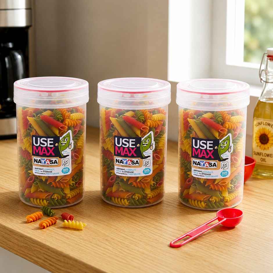 Nayasa Use Max Glaze BPA Free Food Grade Airtight Kitchen Storage Stackable Containers | Pink - 700 ml