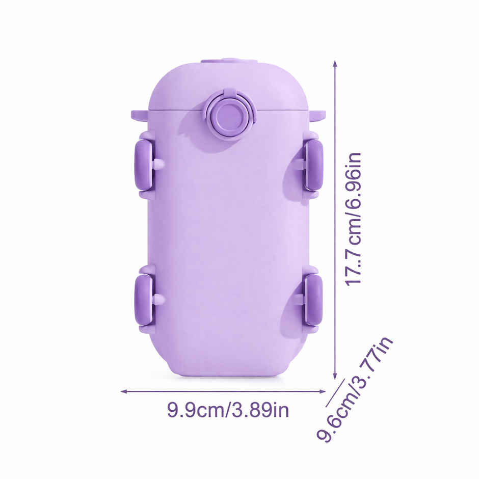 DesignLand Kids Bus Shaped Water Bottle with Shoulder Strap | Purple - 550 ml