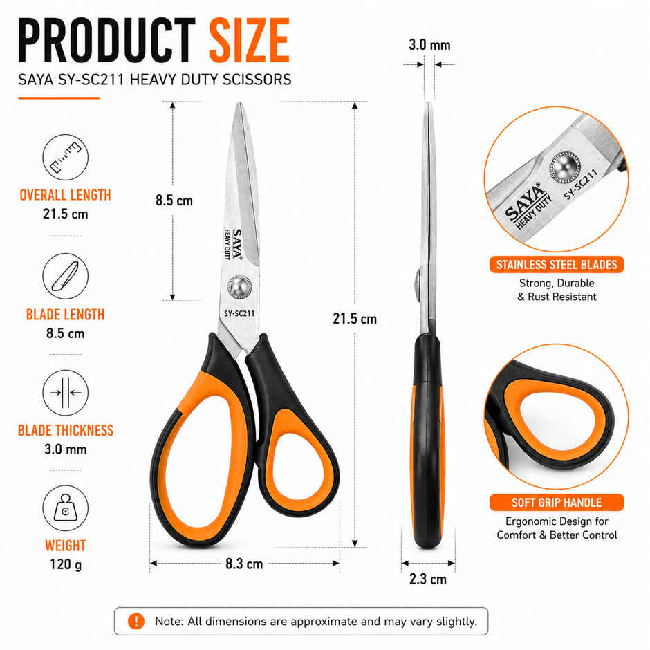 Saya Heavy Duty Scissors | Multipurpose Cutting Shears for Home, Office, School & Craft Use