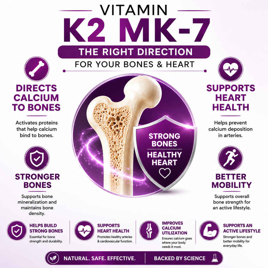 HealthyHey Nutrition Vitamin K2 MK7 | Vegetarian Source | Bone Health Support | 55 mcg