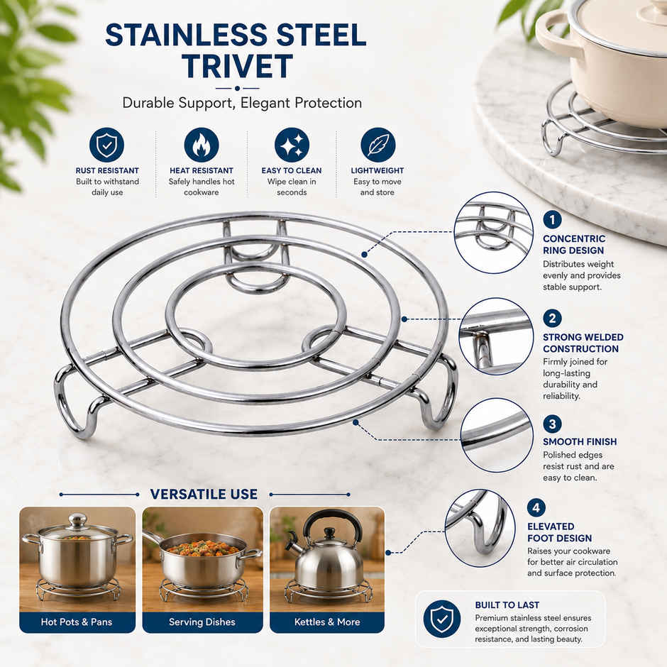Petals Heavy Duty Round Trivet Table Ring Steaming Stand