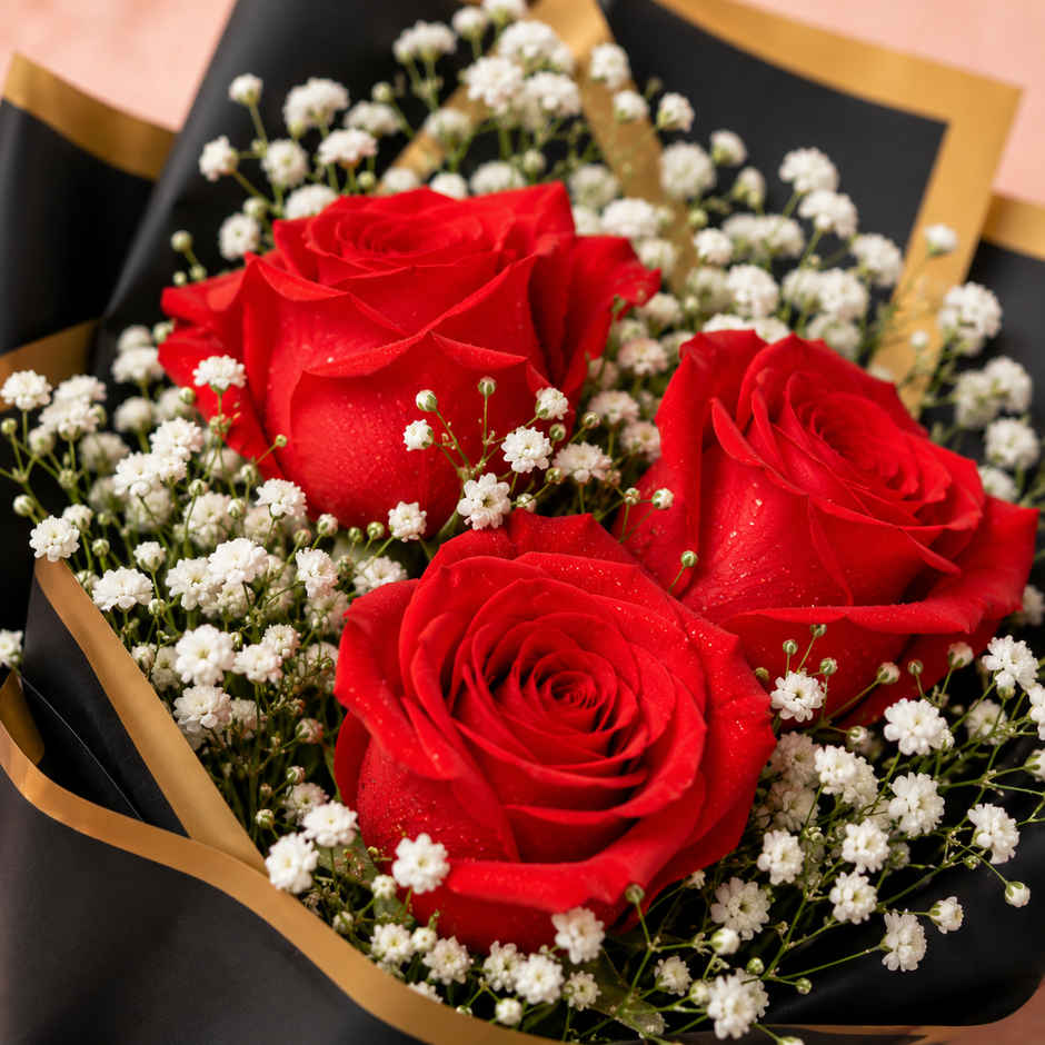 3 Red Rose Bouquet | Gifting