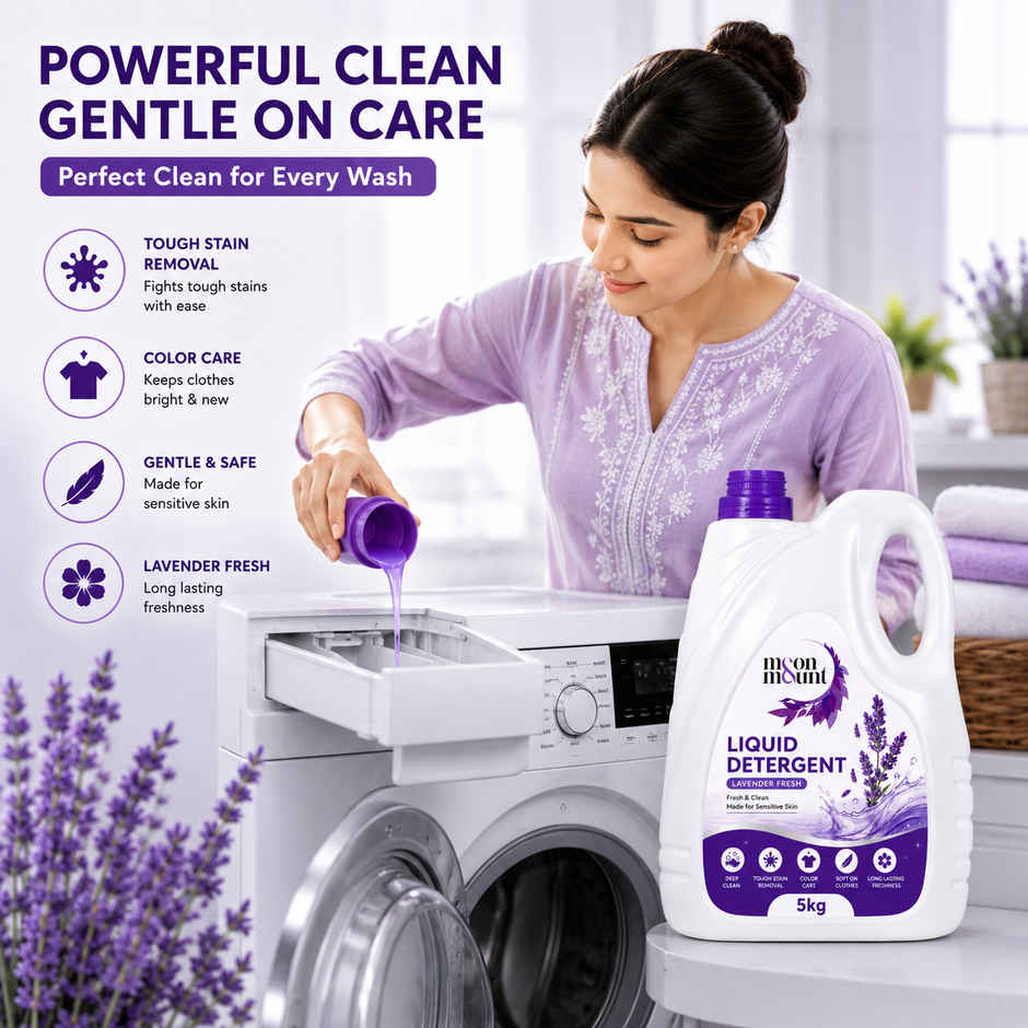 Moon And Mount Liquid Detergent Top Load Front Load Detergent Liquid For Washing Machine | Lavender