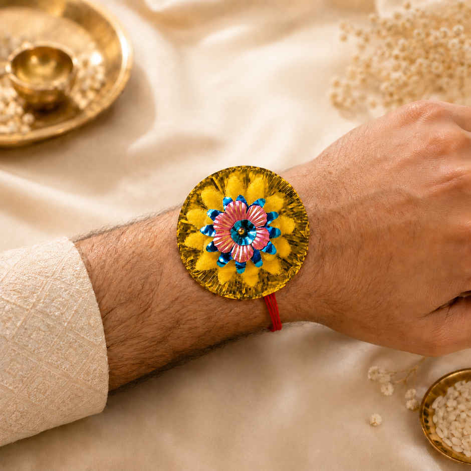 Nostalgia Foam Rakhi | Yellow | Vintage | Pack of 1 | Tomuncle