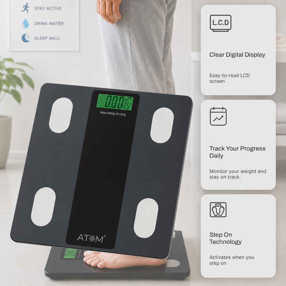 Atom AL 900 Digital Weighing Scale | 180 kg Capacity | 50 g Accuracy | LCD Display