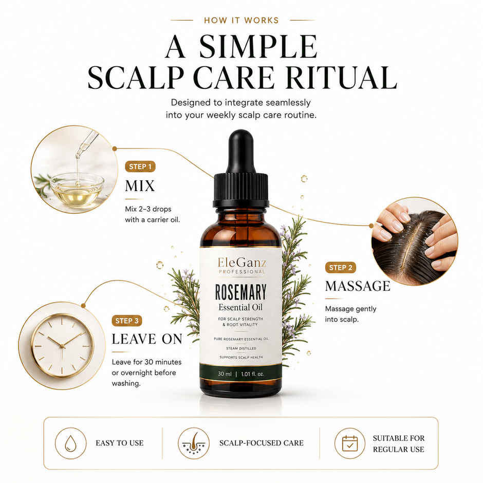 EleGanz Professional Pure RoseMary Essential Oil | Scalp Vitality & Root Strength