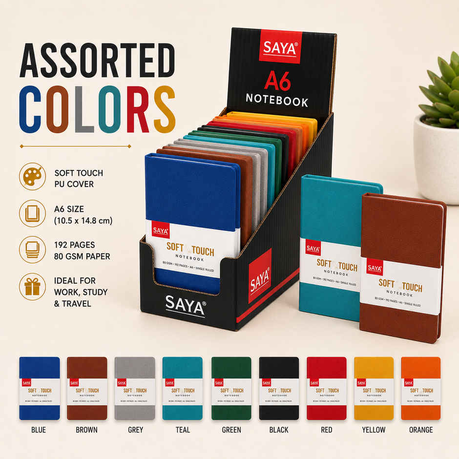 Saya A6 Soft Touch Notebook | PU Cover | 192 Pages 80 GSM with Pen Holder Loop
