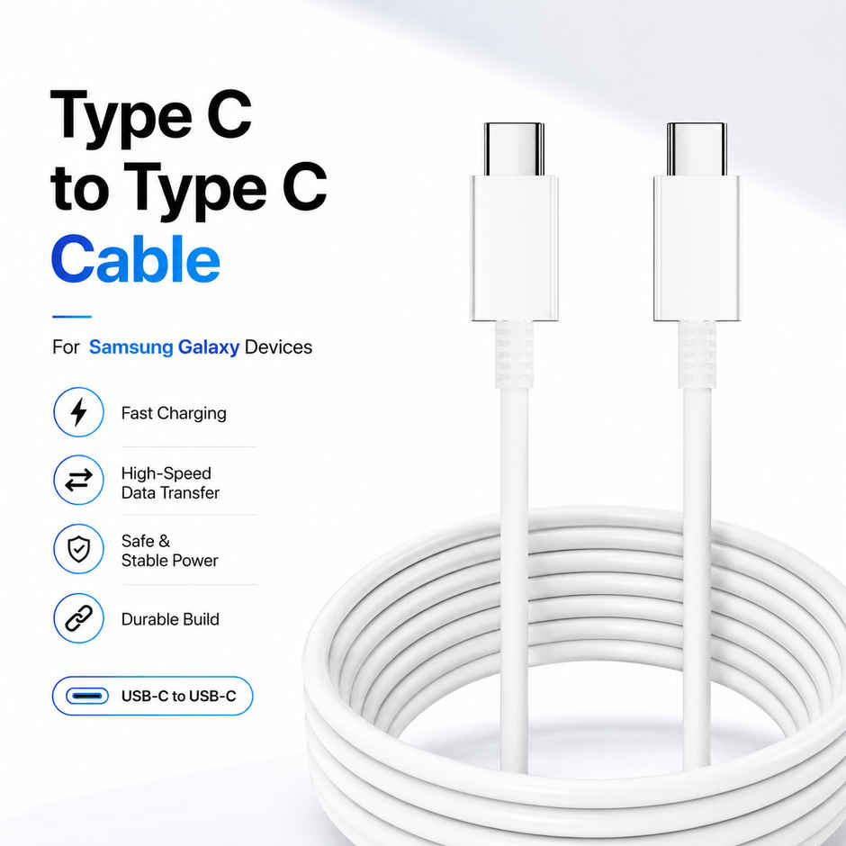 Ailkin C to C Cable for Samsung Galaxy & Type C Devices |1M| White