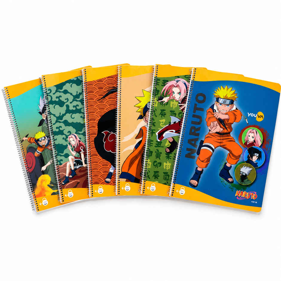 Youva by Navneet Naruto Spiral Long Notebook | A4 Size | 21 x 29.7 cm | Single Line | 172 Pages