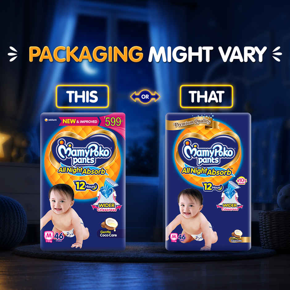Mamypoko Pants All Night Absorb Pant Style Diaper | M | 46 pcs