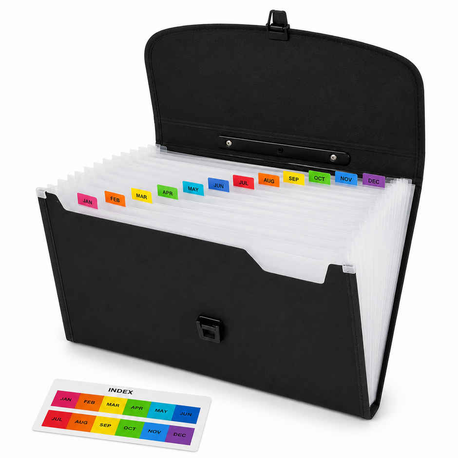 Saya Document Expanding File Bag | 13 Indexed Sections with Card Holder & Organizer Tabs