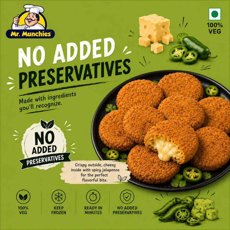 Mr. Munchies Premium Cheese Burst Burger Patty | 20g Protein