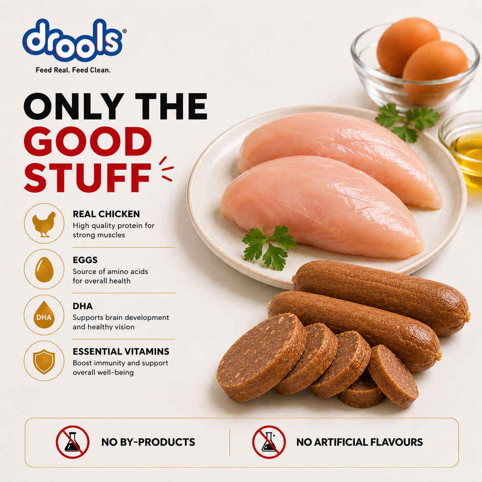 Drools 100% Real Chicken Sausage Dog Treat - Pack of 6