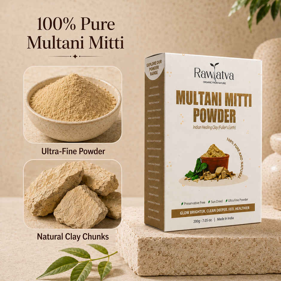 Rawtatva | Multani Mitti Powder For Skin And Hair | Controls Acne & Excess Oil
