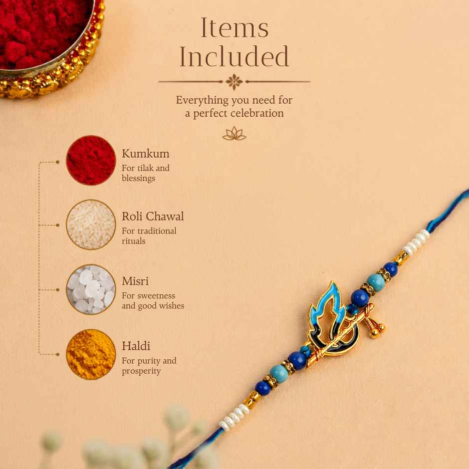 Rakhi for Brother | Krishna Mor Pankh & Bansuri | Peacock | Pack of 1 | Tomuncle