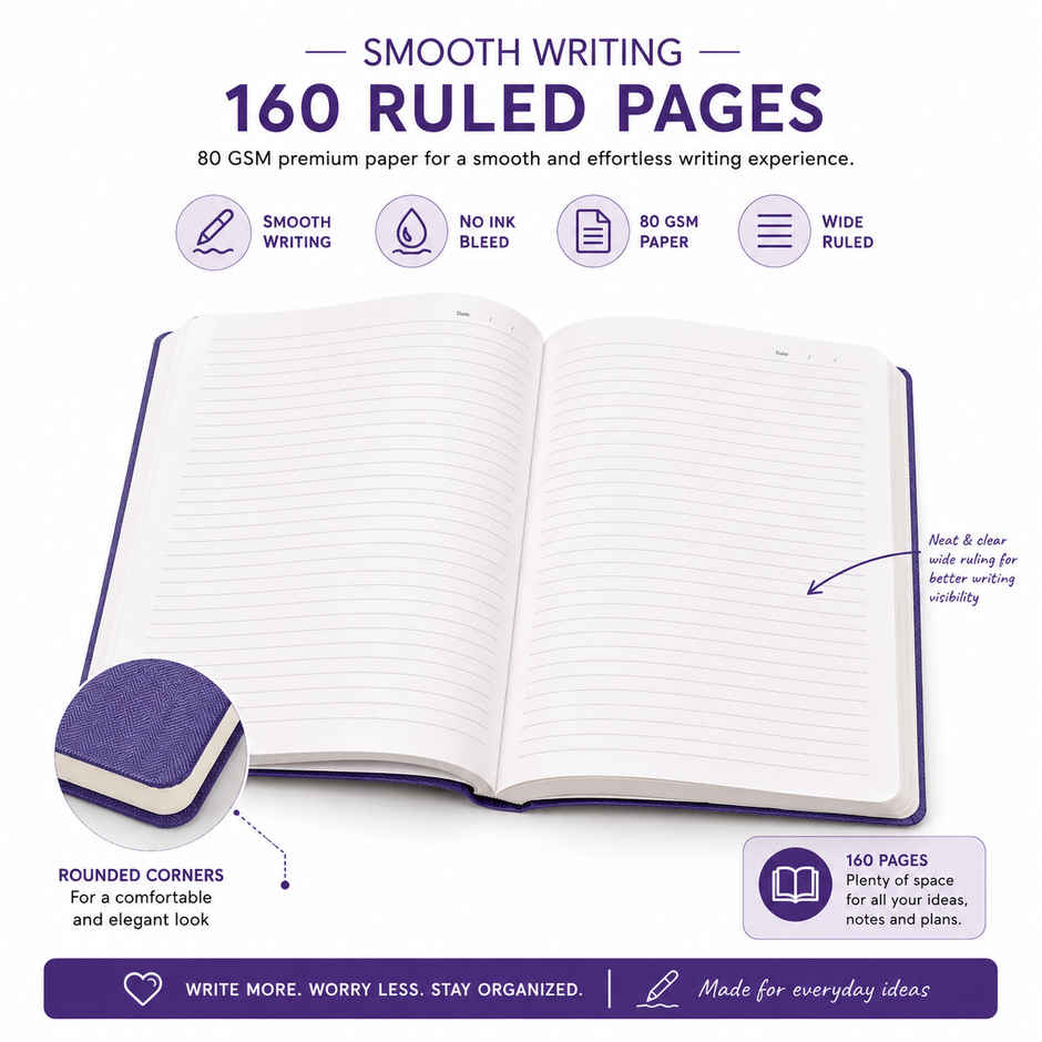 Saya Flexi A5 Notebook | Inside Pockets Bright Paper Ruled | 160 Pages | 14 x 10 cm | Assorted