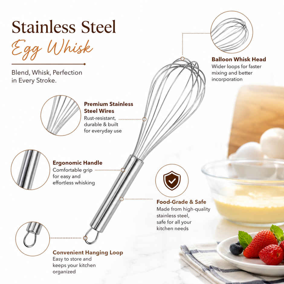 Petals Stainless Steel Egg Whisk/Beater/Cake Batter Whisker