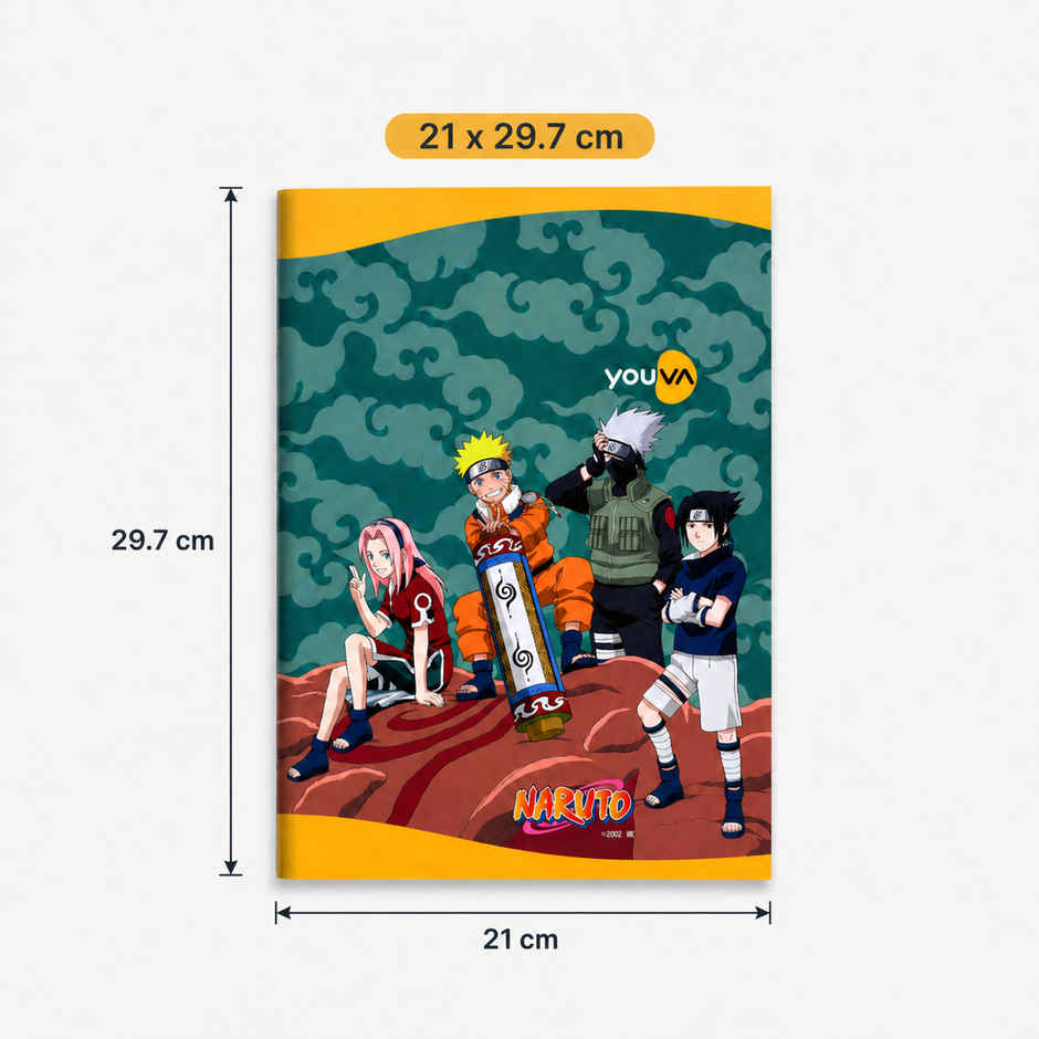 Youva by Navneet Naruto Long Notebook | A4 Size | 21 x 29.7 cm | Single Line | 172 Pages