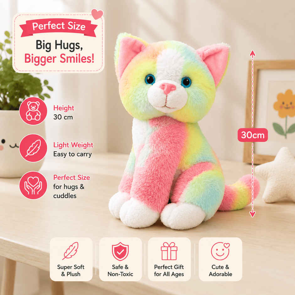 ToyTales RB Cat Plush Toy | Stuffed Animal Soft Toy | Birthday Gift for Kids | Gift Baby | 30cm