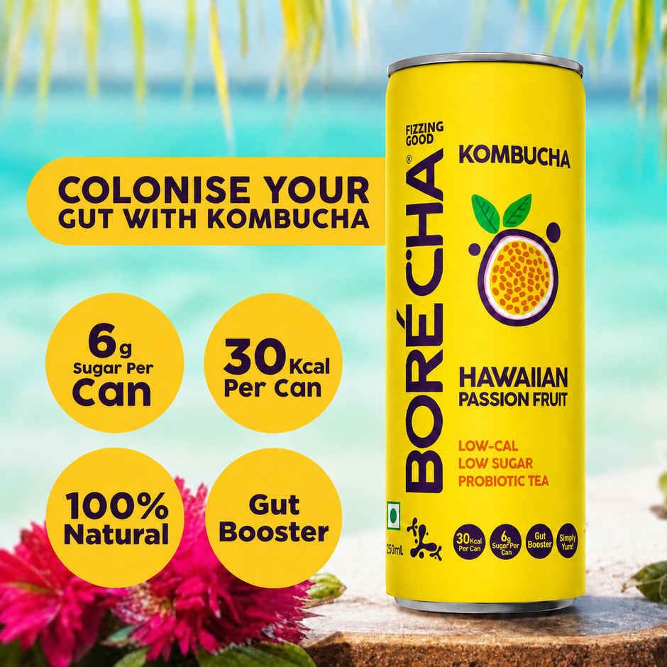 Borecha Hawaiian Passionfruit Low Sugar Probiotic Kombucha