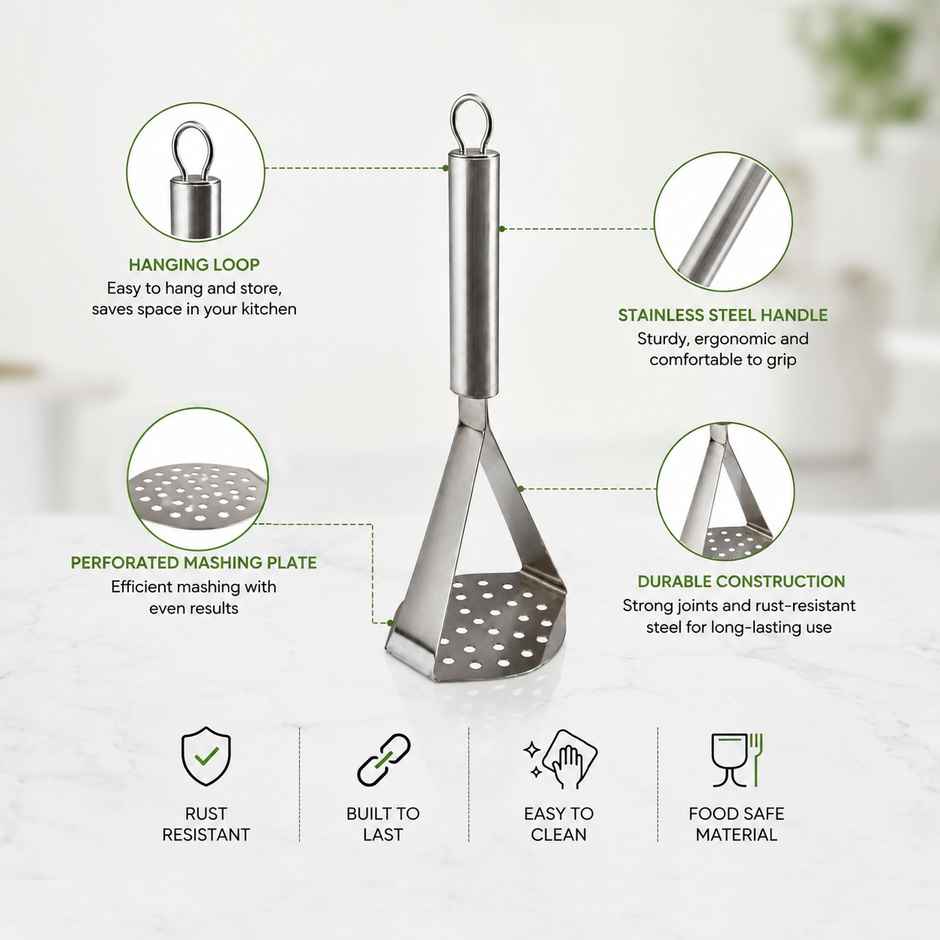 Petals Stainless Steel Vegatable Potato Pav Bhaji Masher Presser