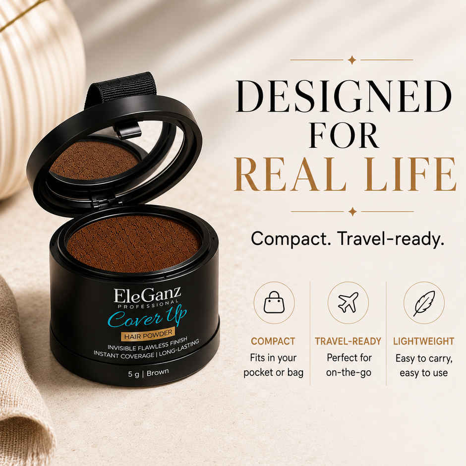 EleGanz Professional Cover-Up Hair Powder | Instant Root Concealer - Brown