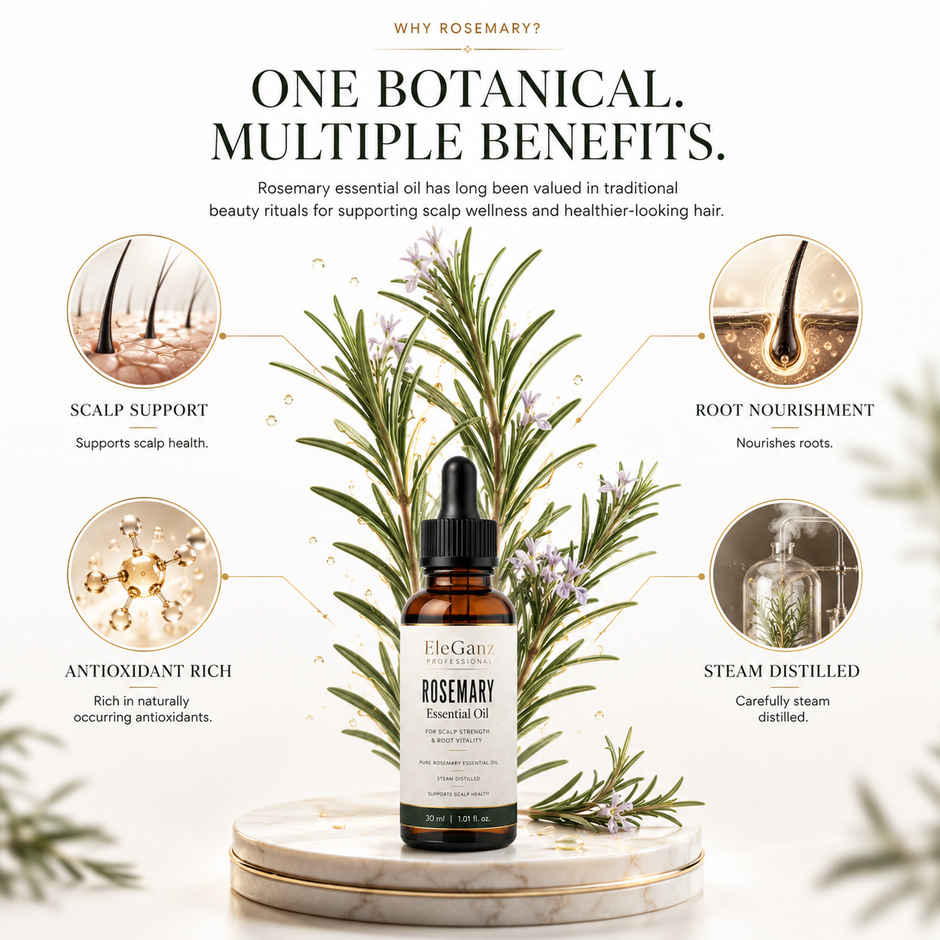 EleGanz Professional Pure RoseMary Essential Oil | Scalp Vitality & Root Strength
