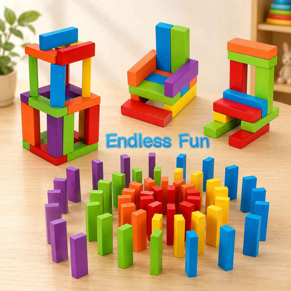 Fablue Multicolor 48 Pcs Small Wooden Numbered Stacking & Balancing Tower Puzzle Game for Kids