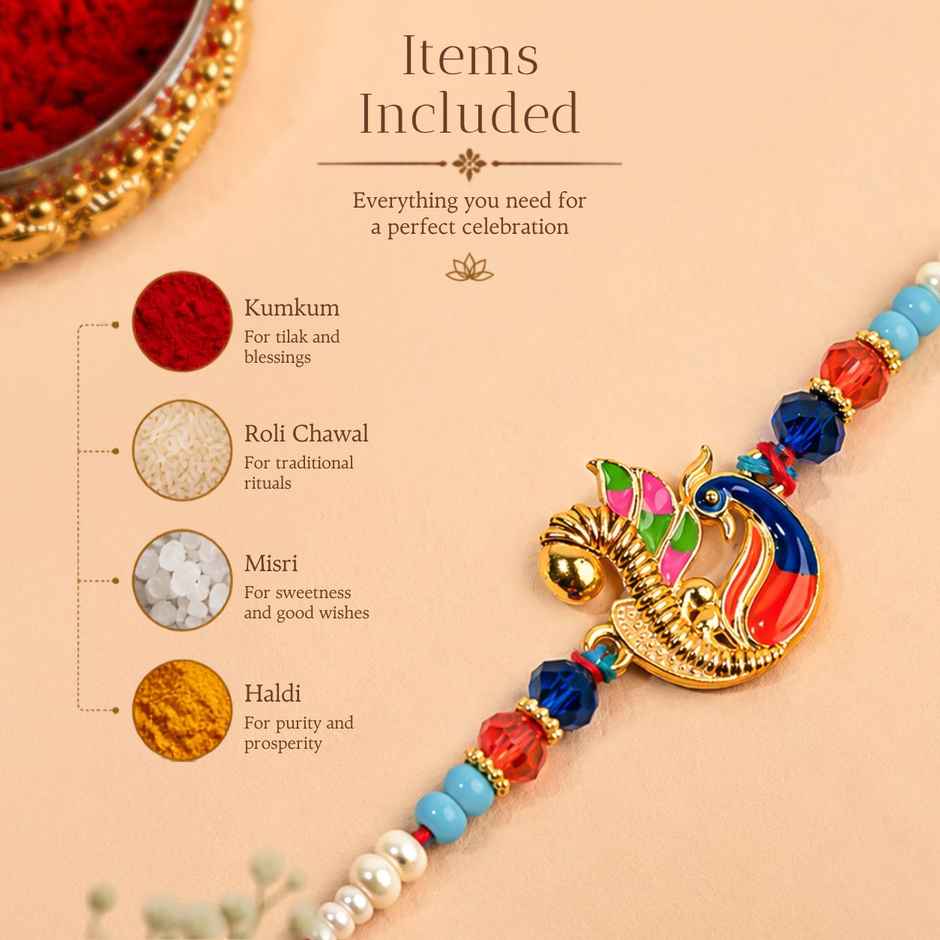 Rakhi for Brother | Peacock Meenakari | Pack of 1 | Tomuncle