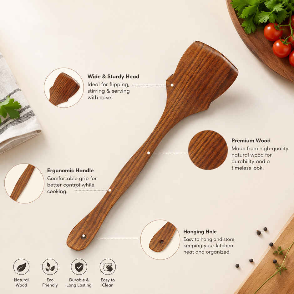 Petals Wooden Spatula - Dosa Palta/Taveta/Turner/Khurpi