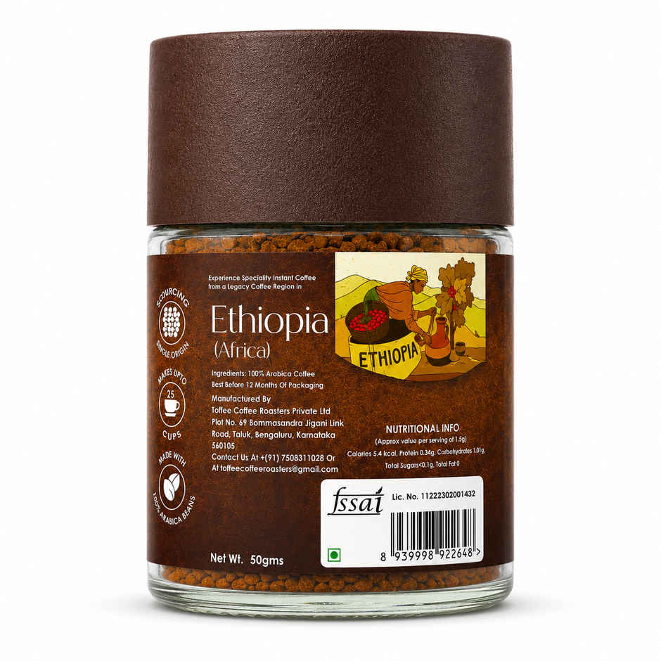 Toffee Coffee Roasters Ethiopia Speciality Medium Roast Organic Instant Coffee