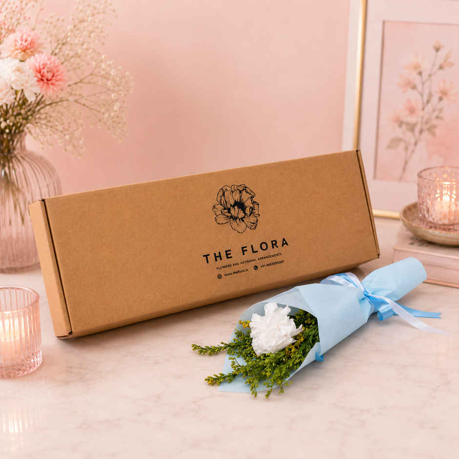 The Flora Single White Carnation Bouquet | Gifting