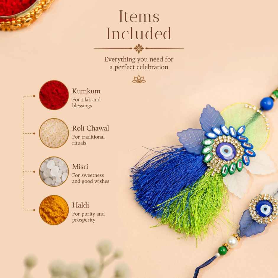 Bhaiya Bhabhi Lumba Rakhi | Designer Evil Eye Protective | Pack of 2 | Tomuncle