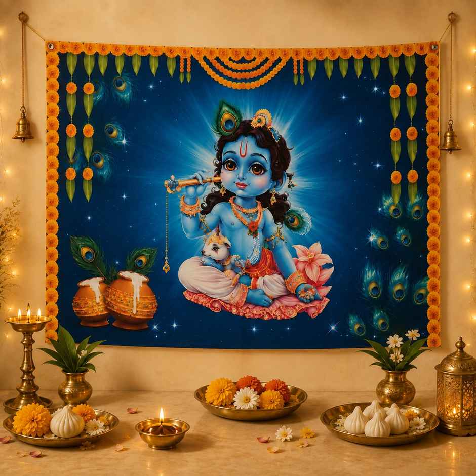 Laddu Gopal Backdrop For Krishna Janamashtami Decoration | Diacraft