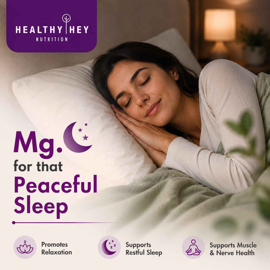 HealthyHey Nutrition Magnesium Glycinate | High Absorption | For Sleep, Cramps & Nerve Health | Veg
