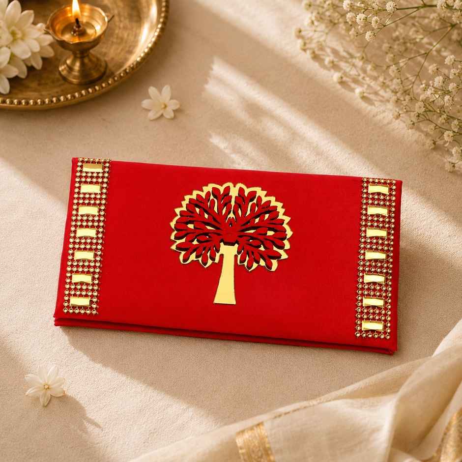 Archies Red Fabric Shagun Envelope