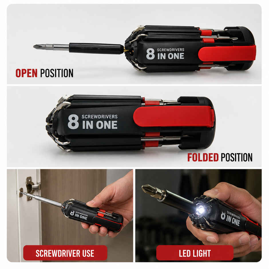 Daluci Portable 8-In-1 Multi-Function Screwdriver Kit with Led Light