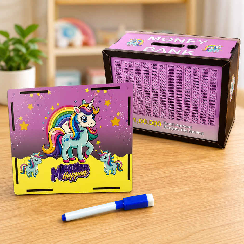 Fablue Unicorn Wooden Money Bank for Kids