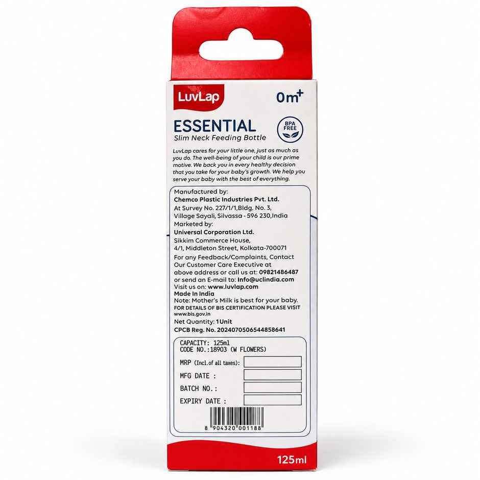 Luvlap Essential Slim Neck Feeding Bottle